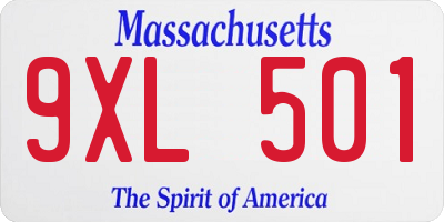 MA license plate 9XL501