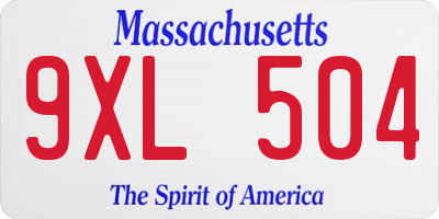 MA license plate 9XL504