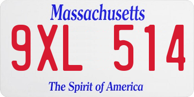 MA license plate 9XL514