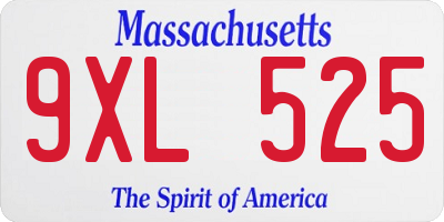 MA license plate 9XL525