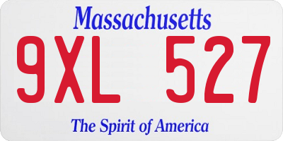 MA license plate 9XL527