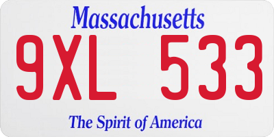 MA license plate 9XL533