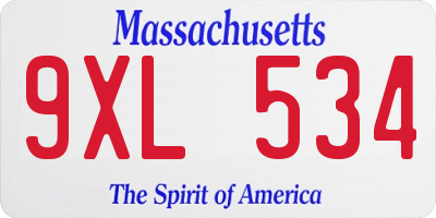 MA license plate 9XL534