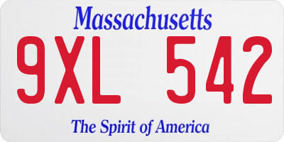 MA license plate 9XL542