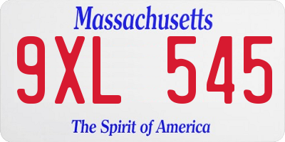 MA license plate 9XL545
