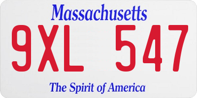 MA license plate 9XL547