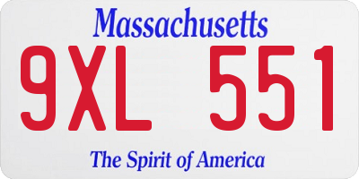 MA license plate 9XL551