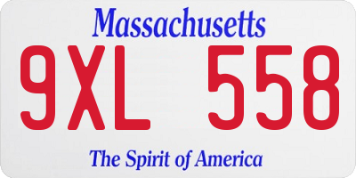 MA license plate 9XL558