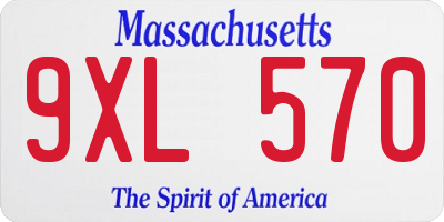 MA license plate 9XL570
