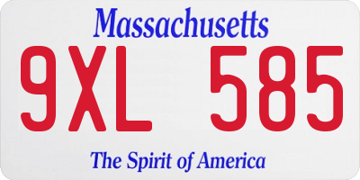 MA license plate 9XL585