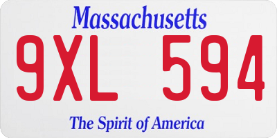 MA license plate 9XL594
