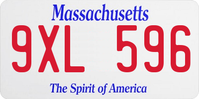MA license plate 9XL596