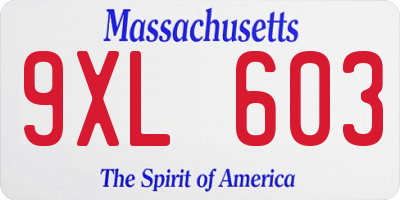 MA license plate 9XL603
