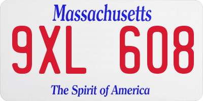 MA license plate 9XL608