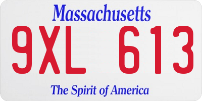 MA license plate 9XL613