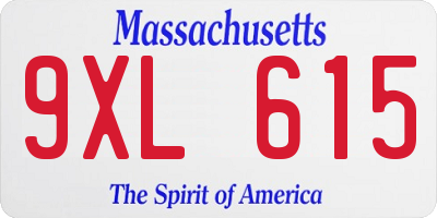 MA license plate 9XL615