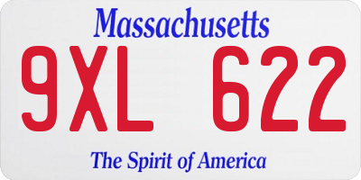 MA license plate 9XL622