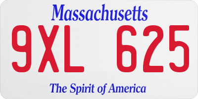 MA license plate 9XL625
