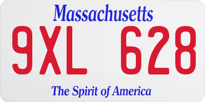 MA license plate 9XL628