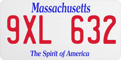 MA license plate 9XL632