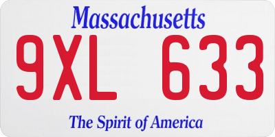 MA license plate 9XL633