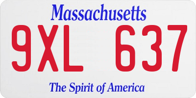MA license plate 9XL637