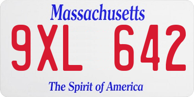 MA license plate 9XL642