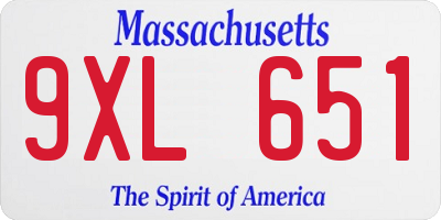 MA license plate 9XL651