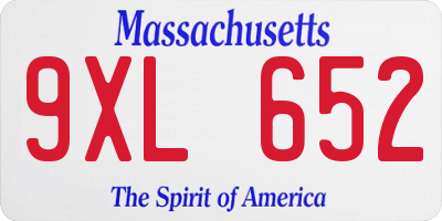 MA license plate 9XL652