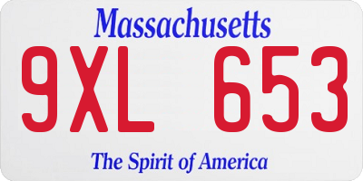 MA license plate 9XL653