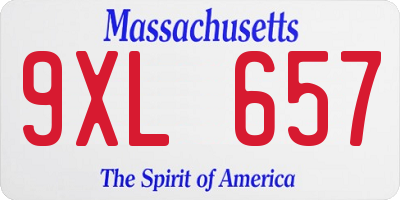 MA license plate 9XL657