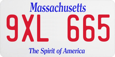 MA license plate 9XL665