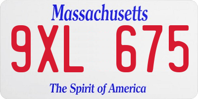 MA license plate 9XL675