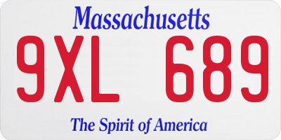 MA license plate 9XL689