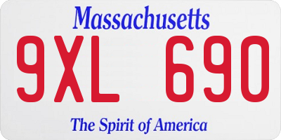 MA license plate 9XL690