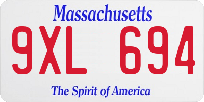 MA license plate 9XL694