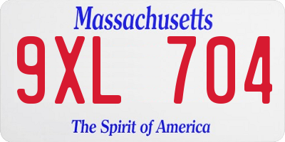 MA license plate 9XL704