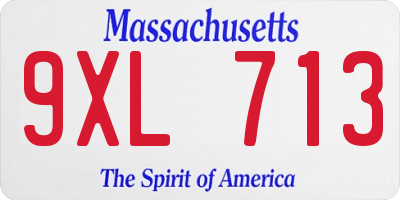 MA license plate 9XL713
