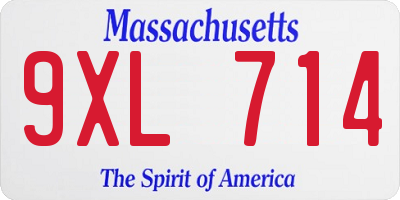 MA license plate 9XL714