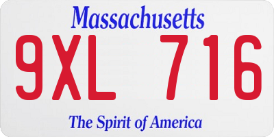 MA license plate 9XL716