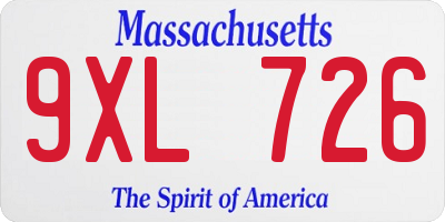 MA license plate 9XL726