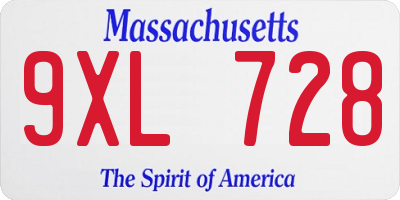 MA license plate 9XL728