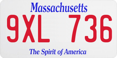 MA license plate 9XL736