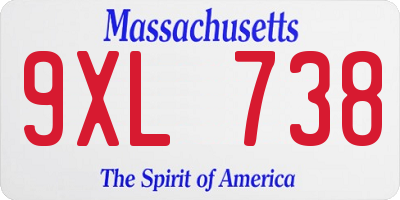 MA license plate 9XL738