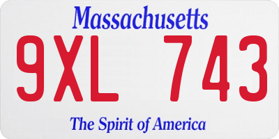 MA license plate 9XL743