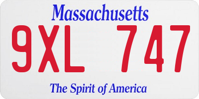 MA license plate 9XL747