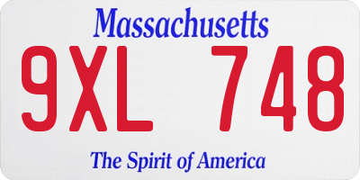 MA license plate 9XL748