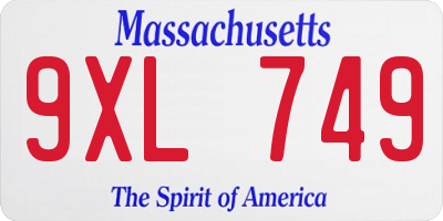 MA license plate 9XL749