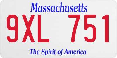 MA license plate 9XL751