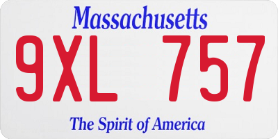 MA license plate 9XL757